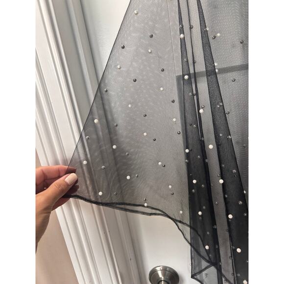 Karl Lagerfeld Paris Women's Embellished Tulle Stole Wrap Sheer Black One Size‎ - Picture 5 of 11